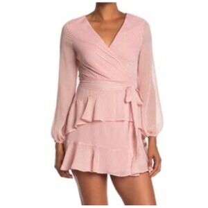 Fourteenth Place Pink White Stripe Ruffle Mini Dress XL NWT